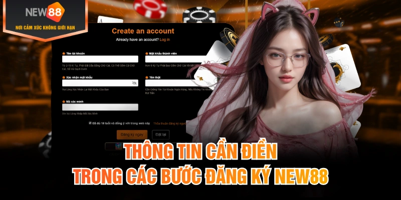 Thông tin cần điền trong các bước đăng ký New88